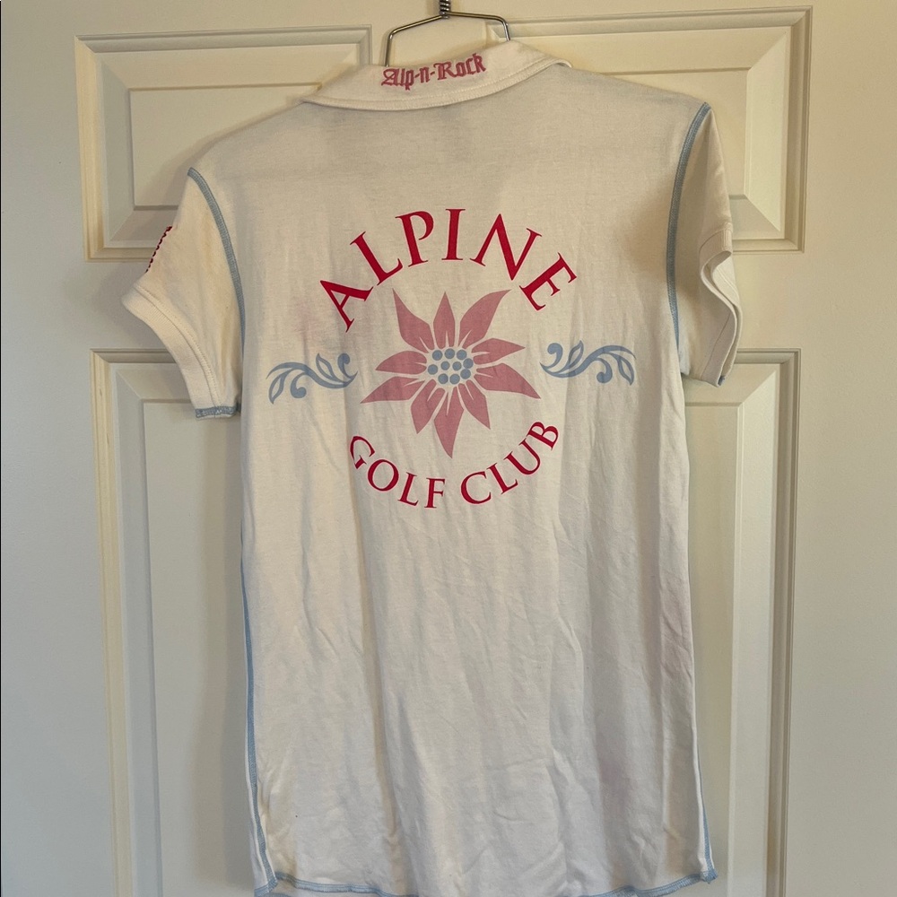 NWT Women’s White Golf Polo Shirt with Pink Accents, medium